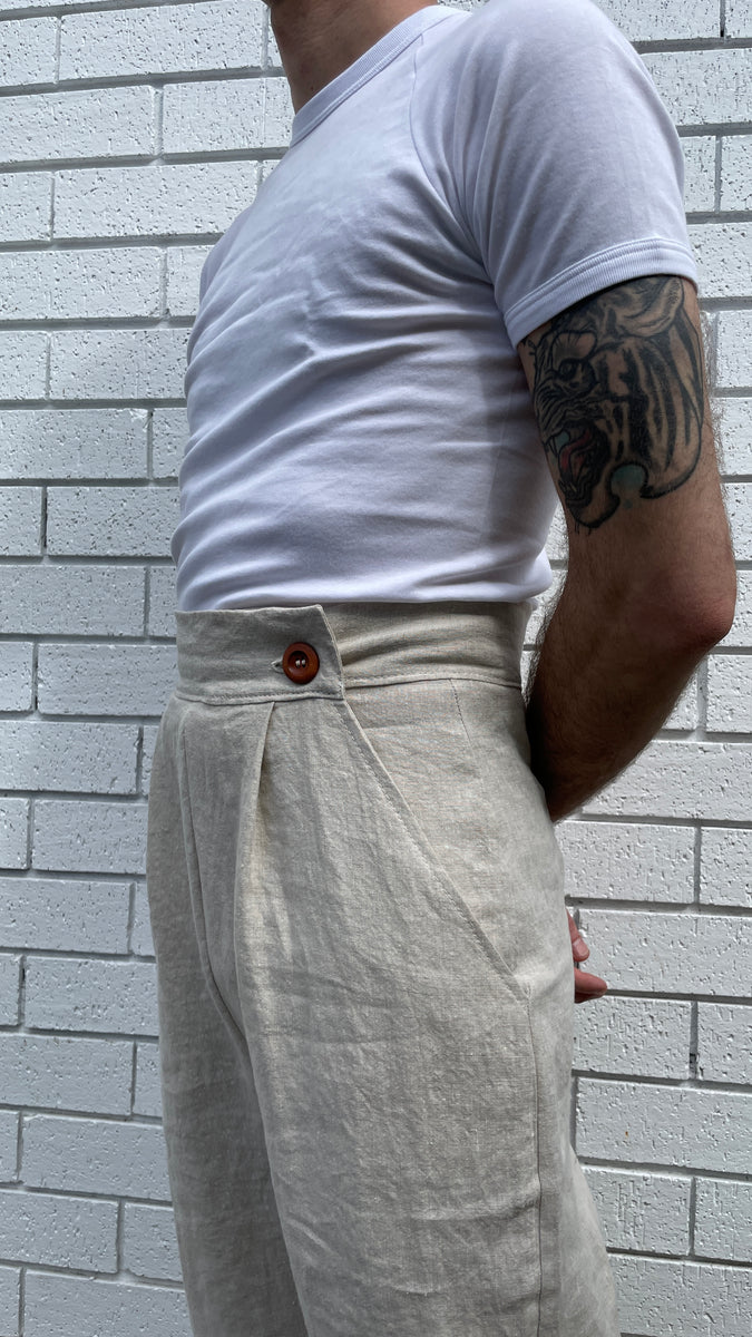 THE CIGGIES Linen Cigarette Pants Custom Fit Tapered 