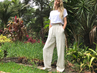 THE TAILORED TROUSER | Cream Linen High Waisted Trousers